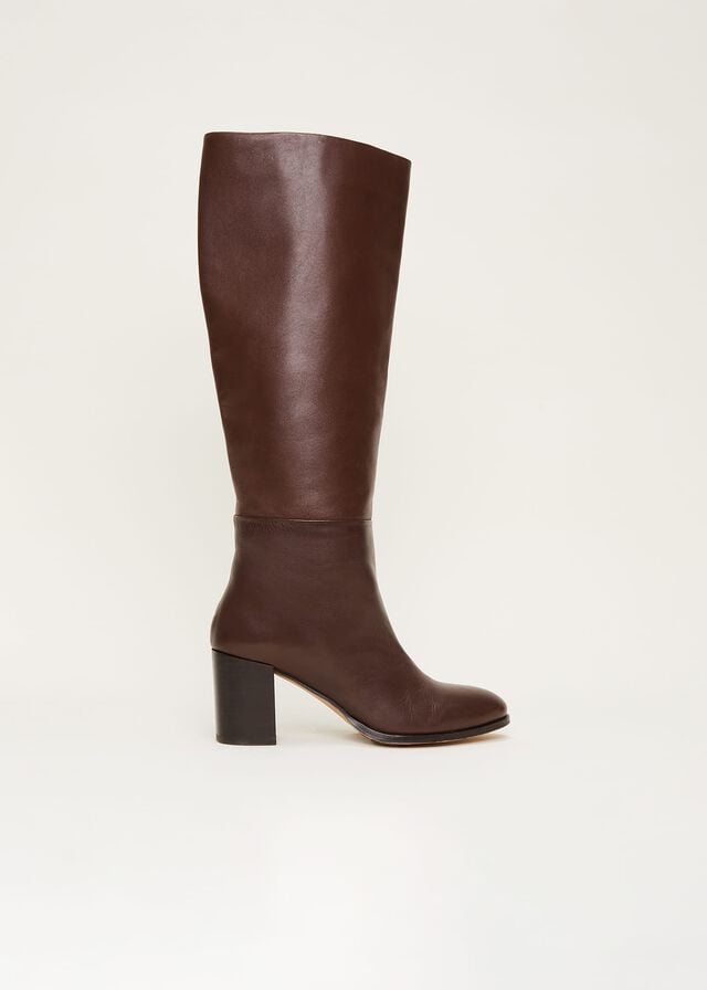 Chocolate Phase Eight Leather Knee High Boots | 5702MFRUP