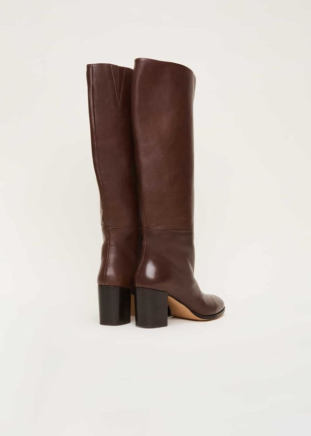 Chocolate Phase Eight Leather Knee High Boots | 5702MFRUP