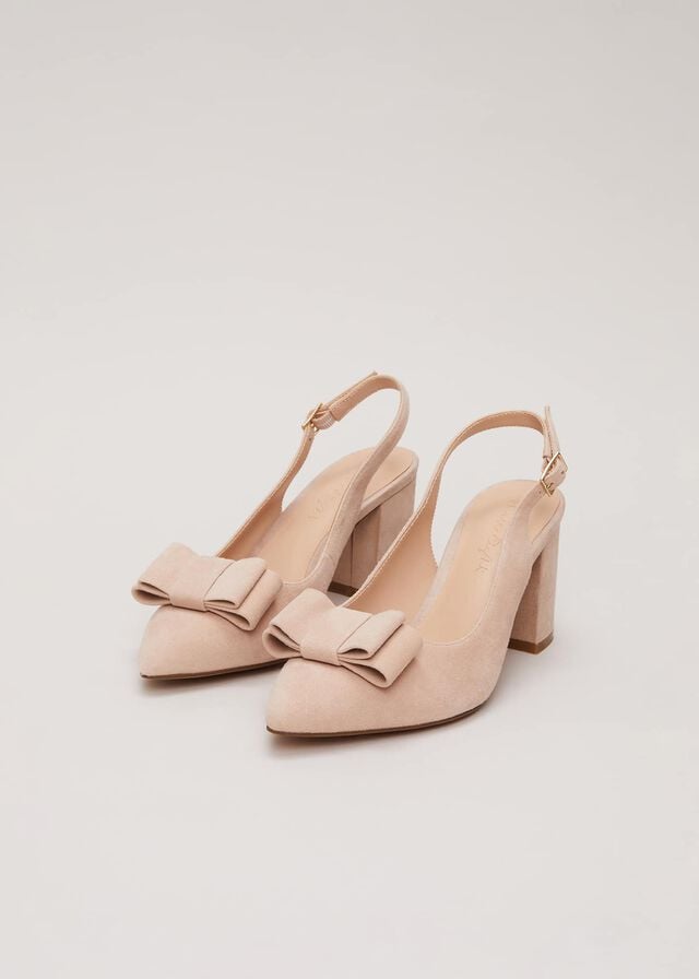 Cream Phase Eight Bow Front Slingback Block Heels | 8496ARIJN