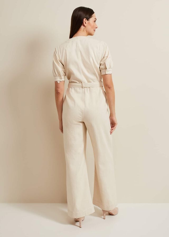 Cream Phase Eight Florisa Denim Jumpsuit | 0128AGYRT