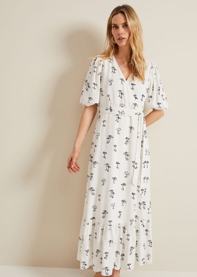 Cream Phase Eight Nelly Linen Wrap Dress | 9275IMSJK