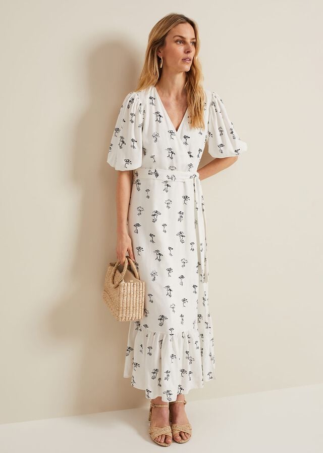 Cream Phase Eight Nelly Linen Wrap Dress | 9275IMSJK