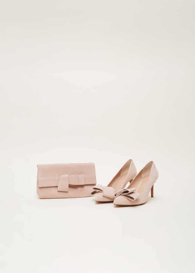 Cream Phase Eight Suede Bow Front Court Heels | 8429ESQRD