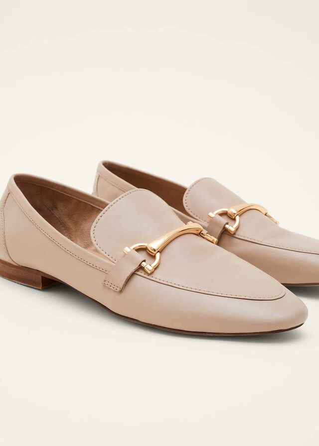 Cream Phase Eight T-Bar Leather Flats | 5673NHWVX