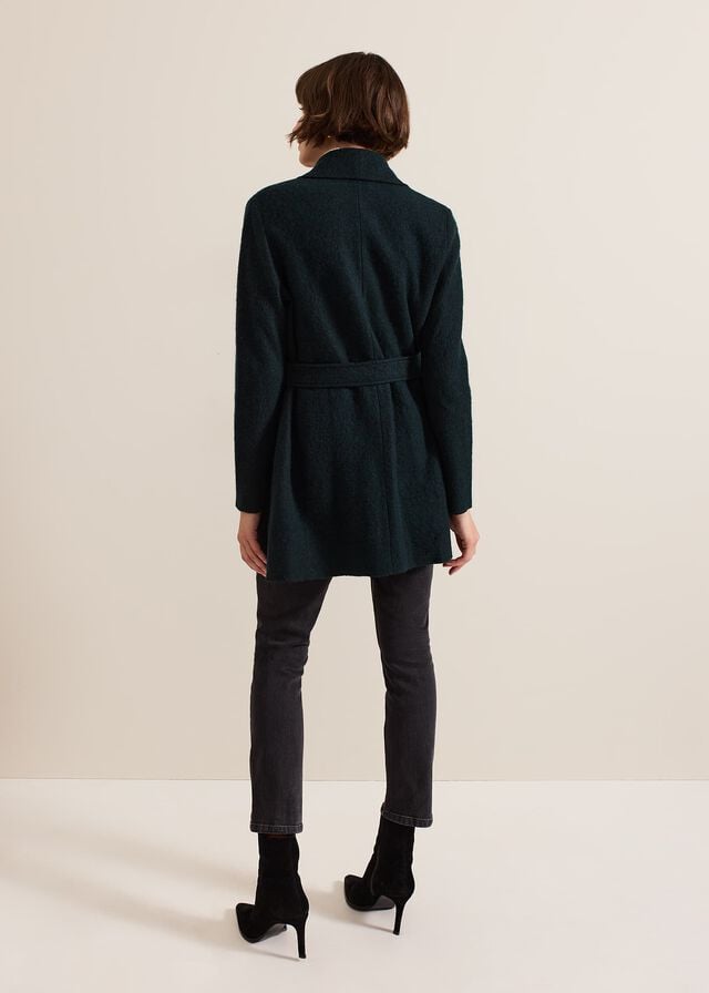 Dark Green Phase Eight Lana Textured Drape Coats | 1439EMBWC