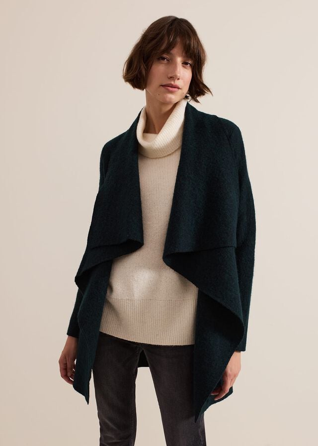 Dark Green Phase Eight Lana Textured Drape Coats | 1439EMBWC