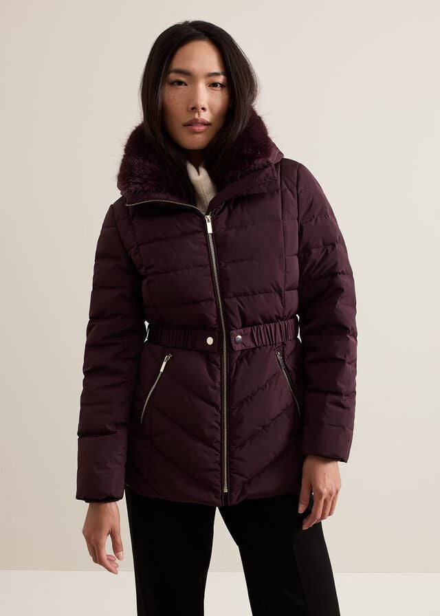 Dark Red Phase Eight Bobbie Puffer Coats | 9482DHRZW