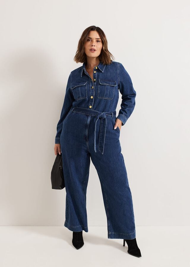 Dark Wash Phase Eight Avalon Denim Utility Jumpsuit | 4582YOGJV