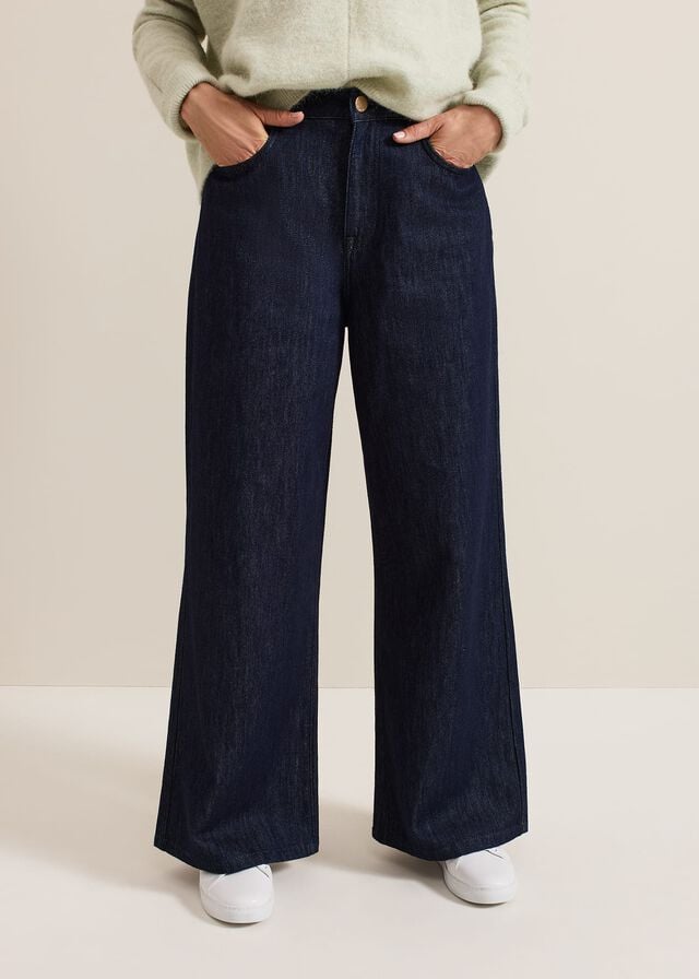 Dark Wash Phase Eight Liana Dark Wash Wide Leg Jeans | 0143SBHCQ