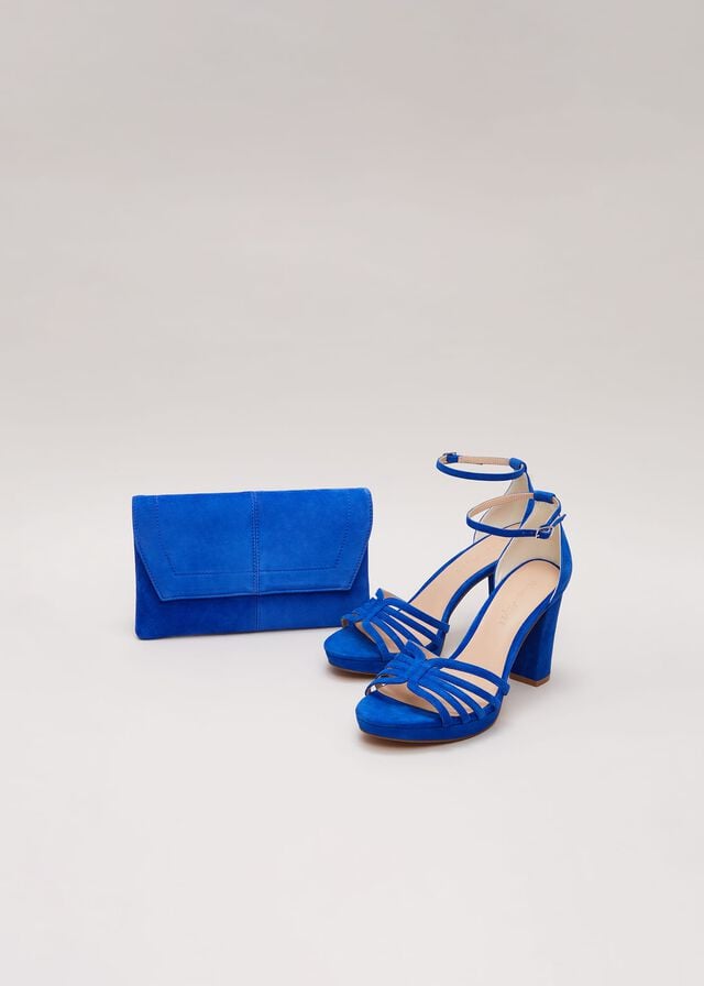 Deep Blue Phase Eight Strappy Platform Heels | 9567TBZSN