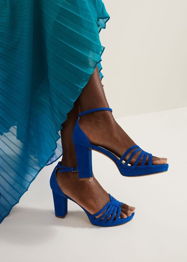 Deep Blue Phase Eight Strappy Platform Heels | 9567TBZSN