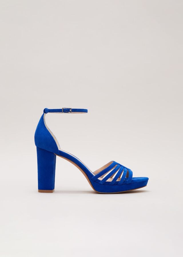 Deep Blue Phase Eight Strappy Platform Heels | 9567TBZSN