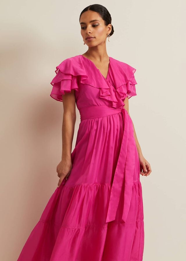 Fuchsia Phase Eight Petite Mabelle Organza Dress | 5807JCIFX