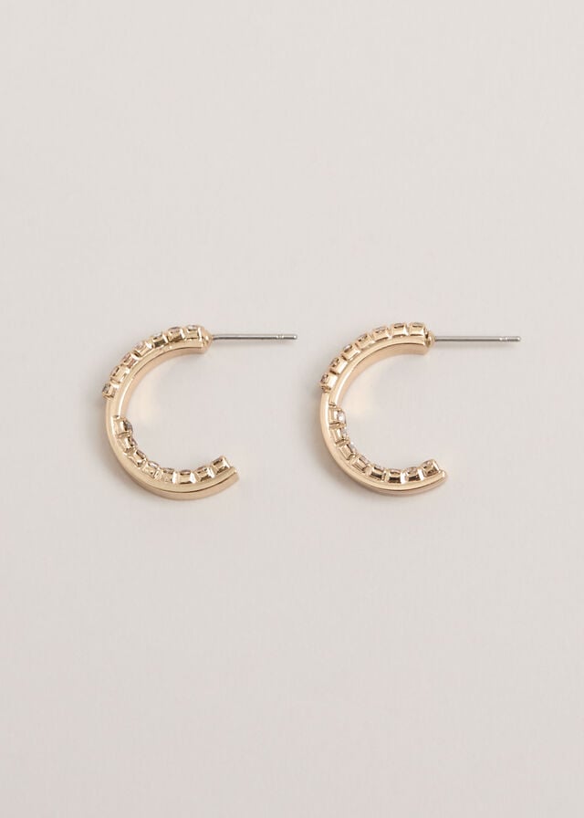 Gold Phase Eight Crystal Hoops Jewellery | 8963KTVNM