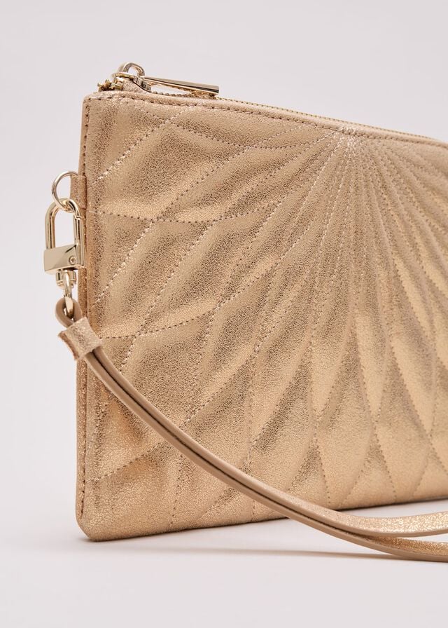 Gold Phase Eight Gold Leather Crossover Stitch Bags | 4168ESDMJ