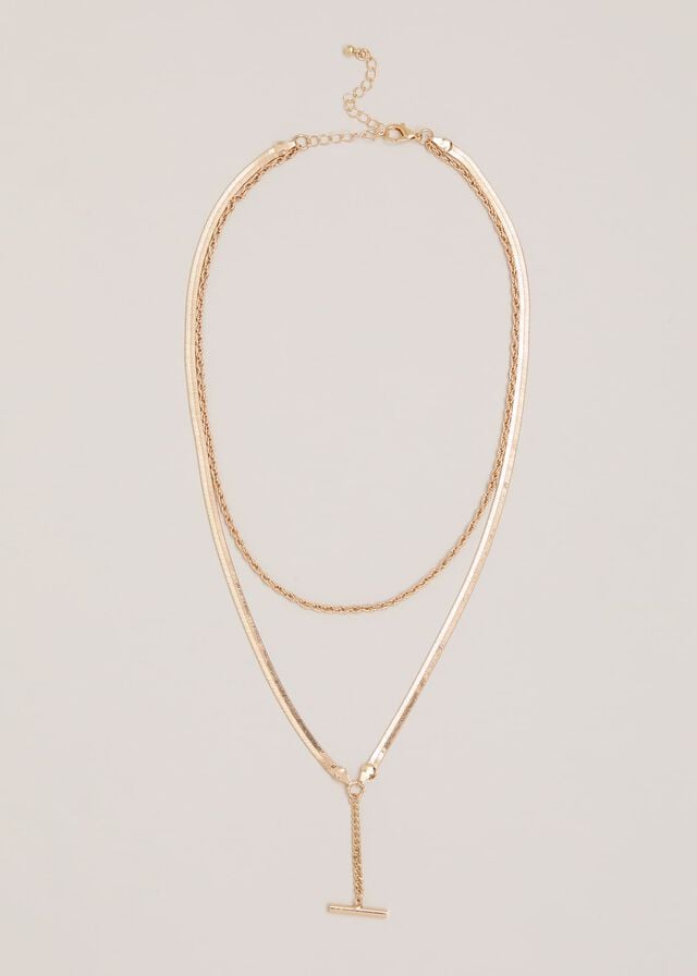 Gold Phase Eight Gold Snake Chain T-Bar Jewellery | 1523MKDCX