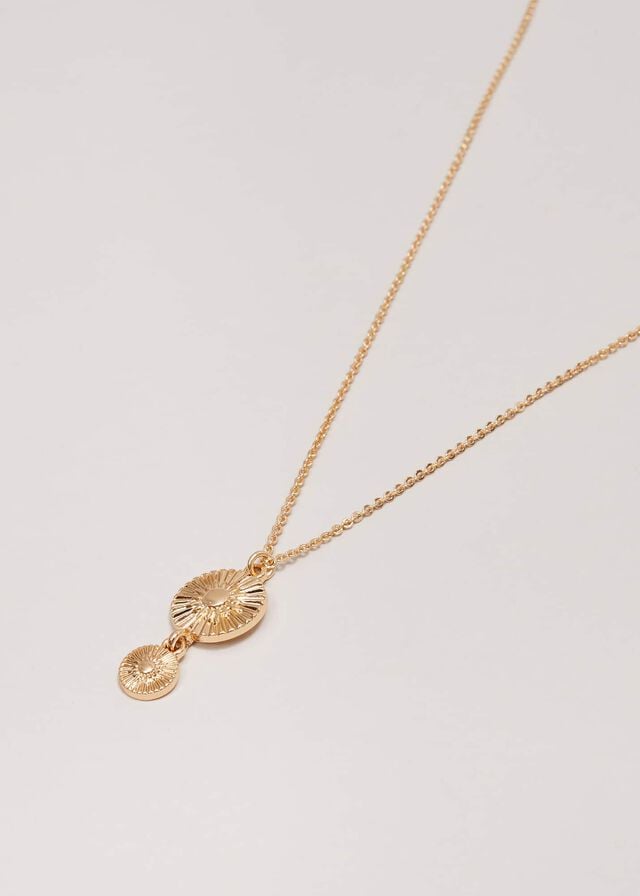 Gold Phase Eight Gold Textured Disc Pendant Jewellery | 0923HAJDM