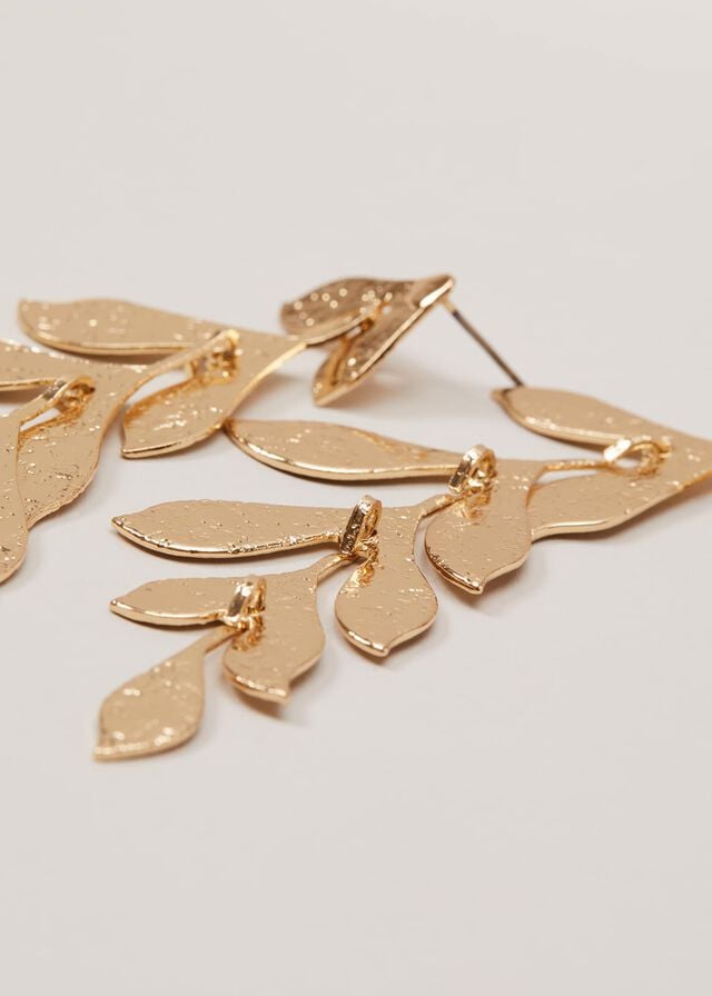 Gold Phase Eight Long Petal Drop Jewellery | 9368XVZRH