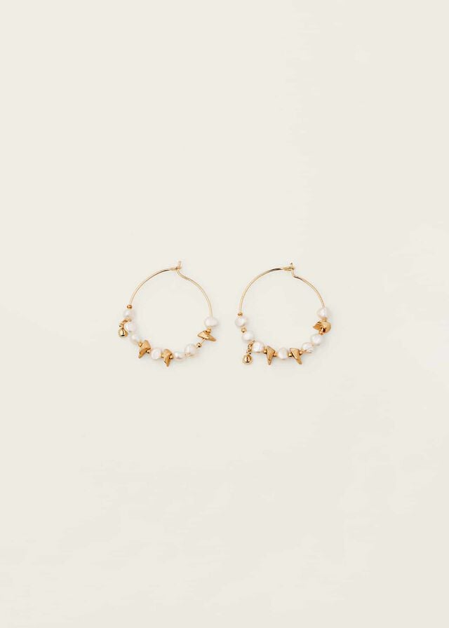 Gold Phase Eight Pearl Detail Hoop Jewellery | 4130OJLGB