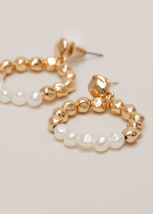 Gold Phase Eight Pearl Hoops Jewellery | 8639QWMJL