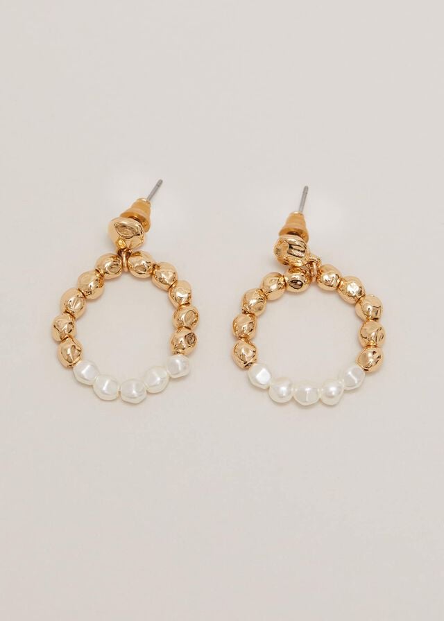 Gold Phase Eight Pearl Hoops Jewellery | 8639QWMJL