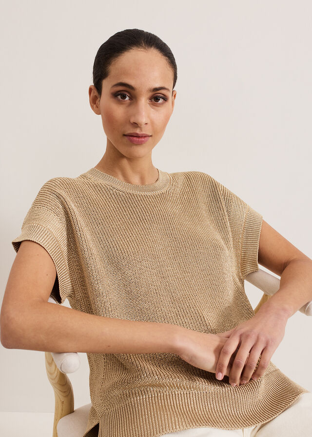 Gold Phase Eight Rylee Tabard Knitwear | 8405ZXKHA