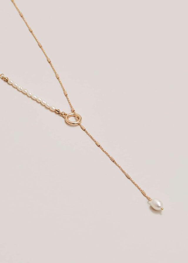 Gold Phase Eight Short Pearl Larriat Jewellery | 1847KQYTL