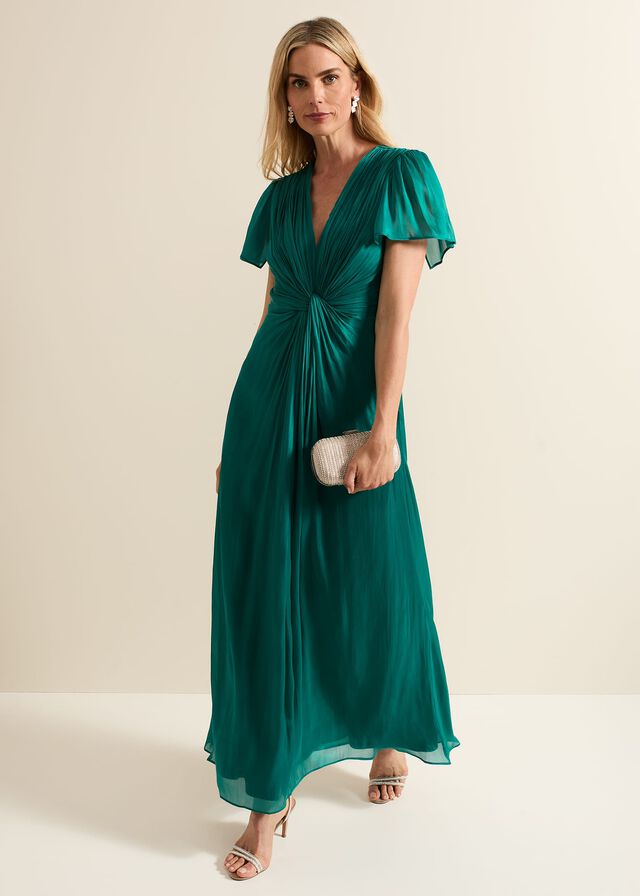 Green Phase Eight Abbey Satin Dress | 5324XEKBG