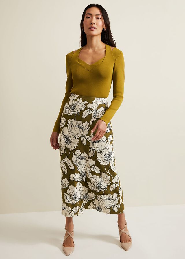 Green Phase Eight Amalia Floral Skirts | 5932FIETM