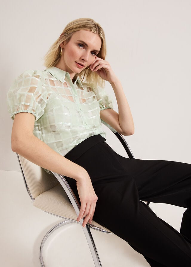 Green Phase Eight Angie Check Shirts | 8019NRBWI