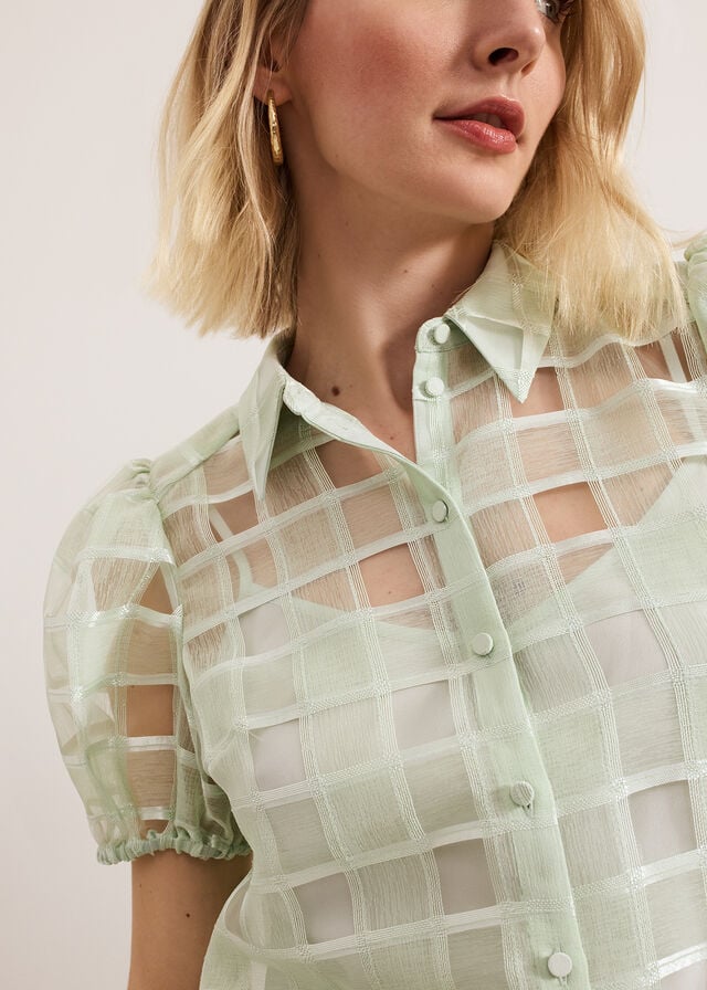 Green Phase Eight Angie Check Shirts | 8019NRBWI