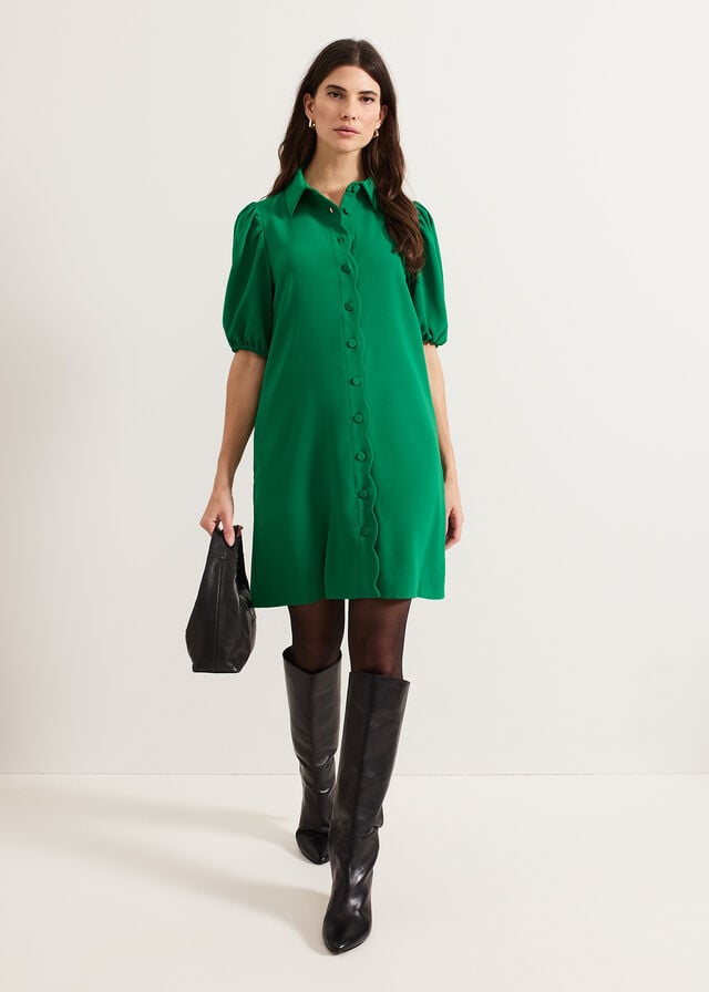 Green Phase Eight Candice Scallop Dress | 0625MOVSJ