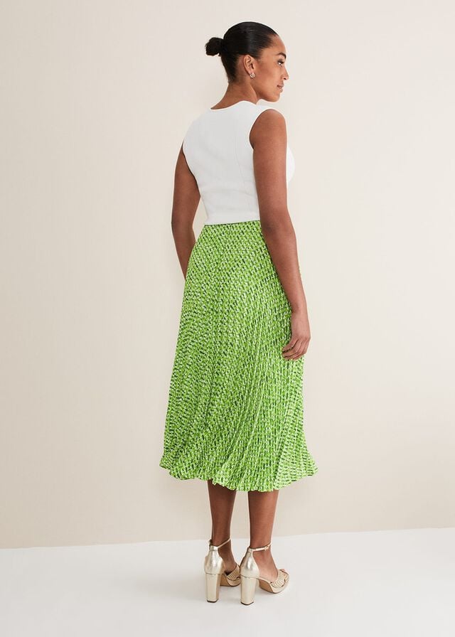 Green Phase Eight Elmina Geo Pleated Skirts | 6830SQKUI