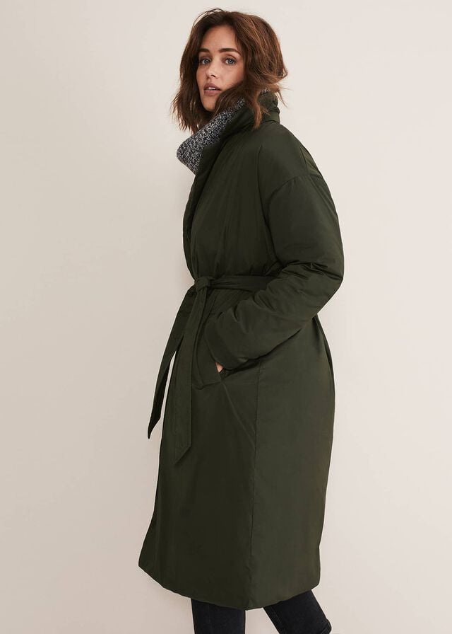 Green Phase Eight Erin Long Puffer Coats | 8614MWAFD