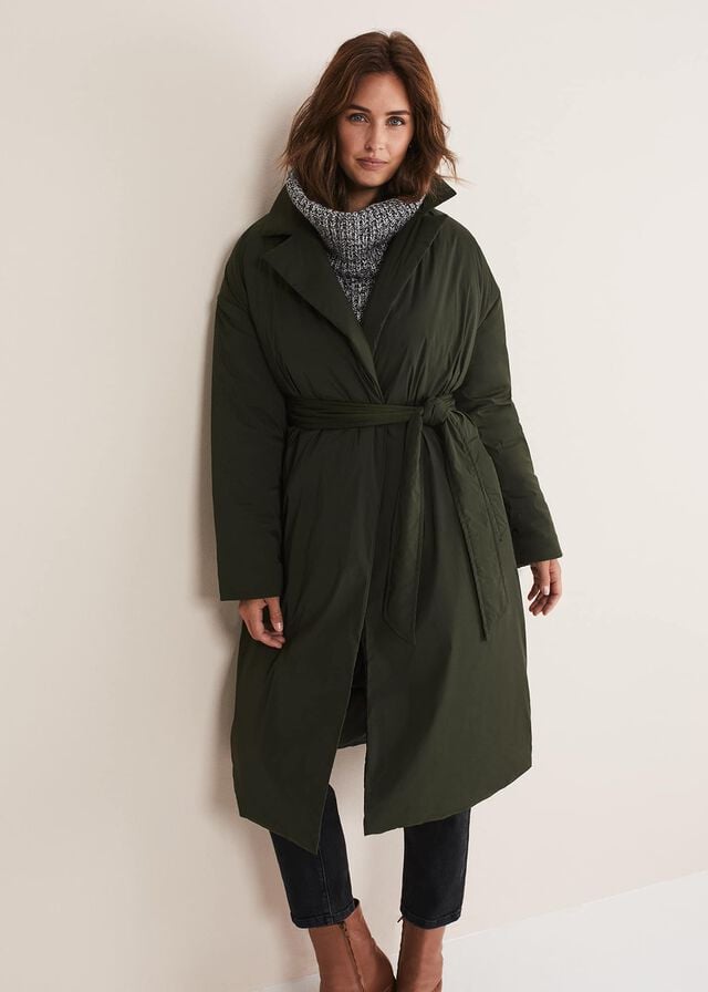 Green Phase Eight Erin Long Puffer Coats | 8614MWAFD