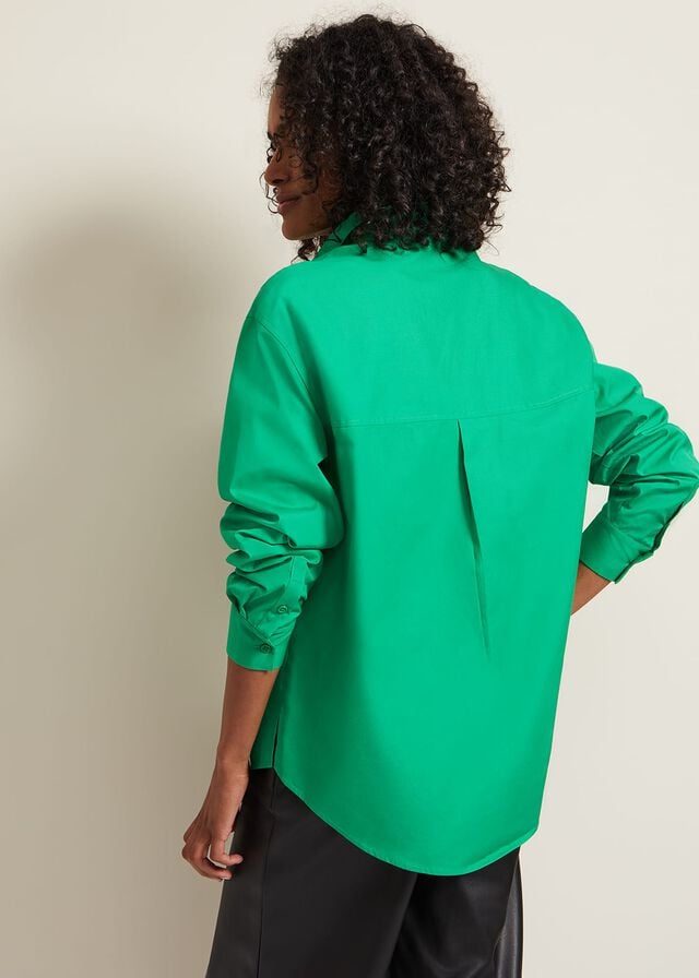 Green Phase Eight Green Cotton Oversized Shirts | 9107GKELB