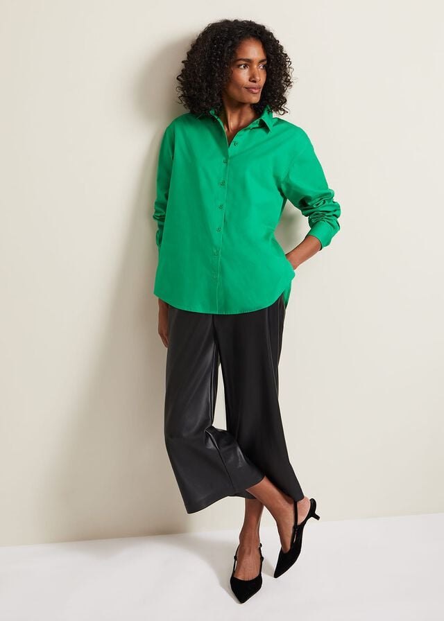 Green Phase Eight Green Cotton Oversized Shirts | 9107GKELB