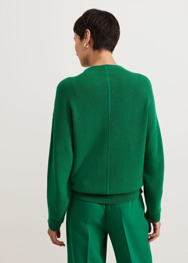 Green Phase Eight Jess Textured Funnel Neck Knitwear | 5164WSXAR