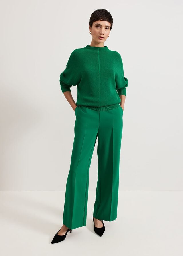 Green Phase Eight Jess Textured Funnel Neck Knitwear | 5164WSXAR