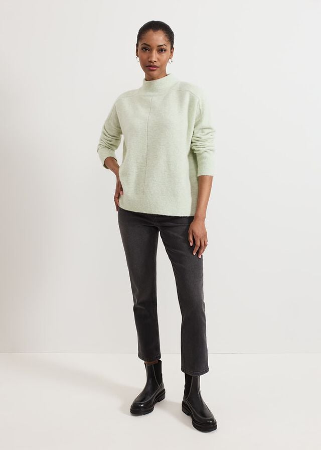 Green Phase Eight Jordan Alpaca Funnel Neck Knitwear | 6342FGNLQ