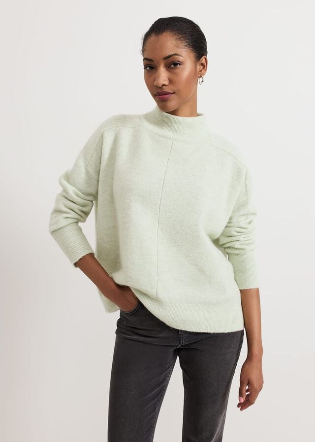 Green Phase Eight Jordan Alpaca Funnel Neck Knitwear | 6342FGNLQ