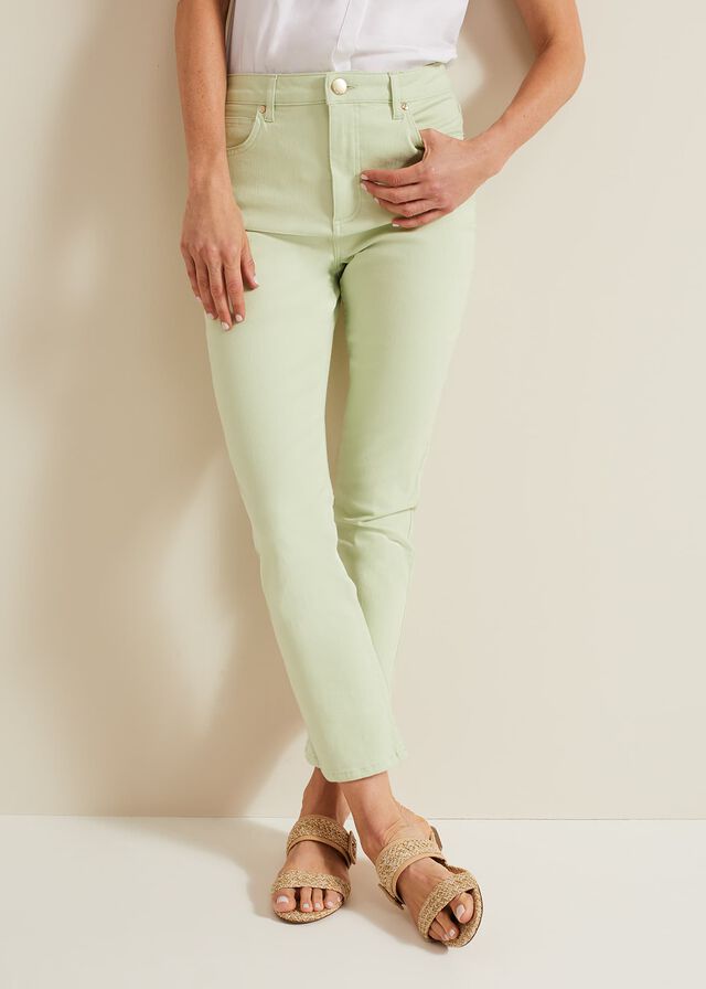 Green Phase Eight Lindsey Cropped Straight Leg Jeans | 1940ZWUBG