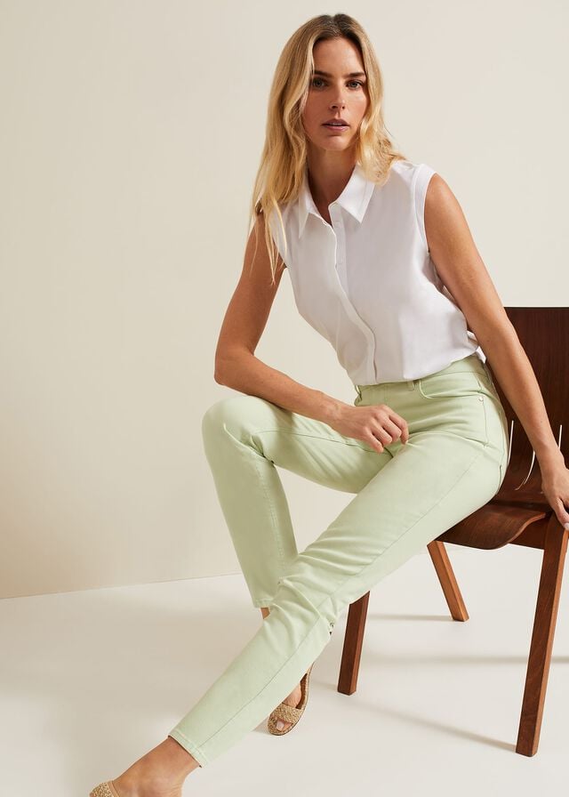 Green Phase Eight Lindsey Cropped Straight Leg Jeans | 1940ZWUBG