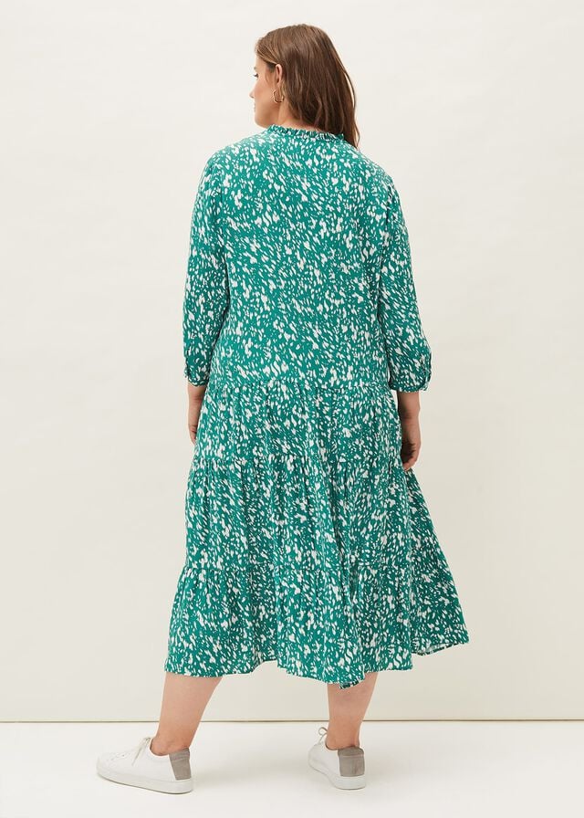 Green Phase Eight Penele Abstract Print Dress | 0896AOWZH