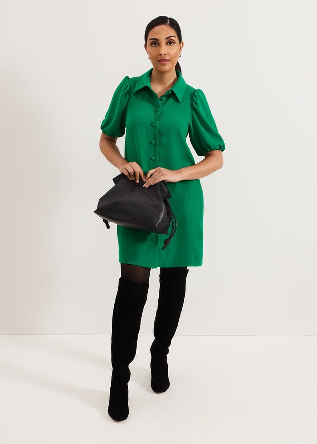 Green Phase Eight Petite Candice Scallop Dress | 1059ZXPAN