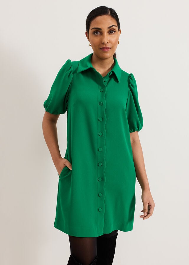 Green Phase Eight Petite Candice Scallop Dress | 1059ZXPAN