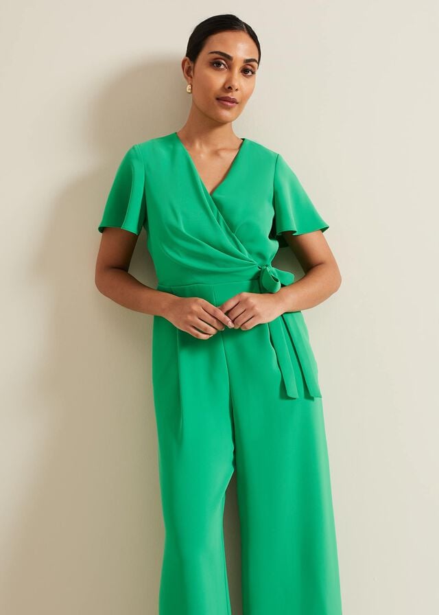 Green Phase Eight Petite Julissa Wide Leg Jumpsuit | 7604DAPTS