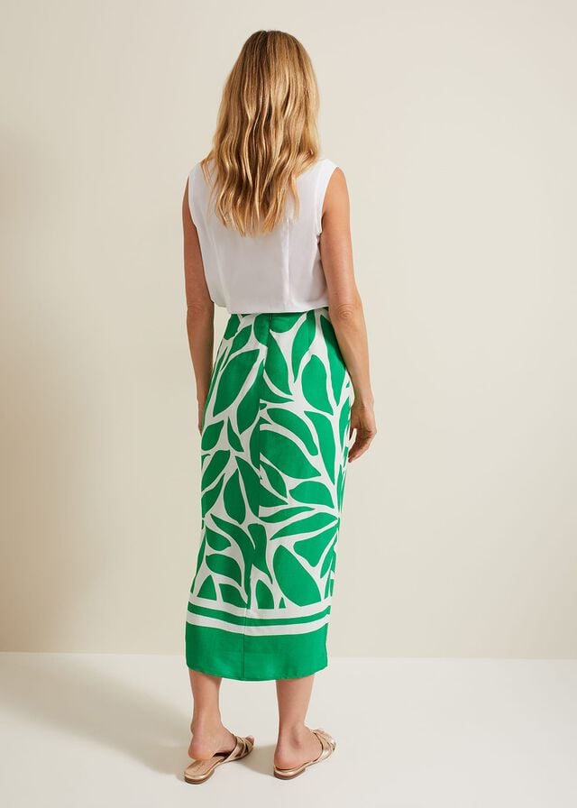 Green Phase Eight Presley Leaf Print Skirts | 6498VPORW