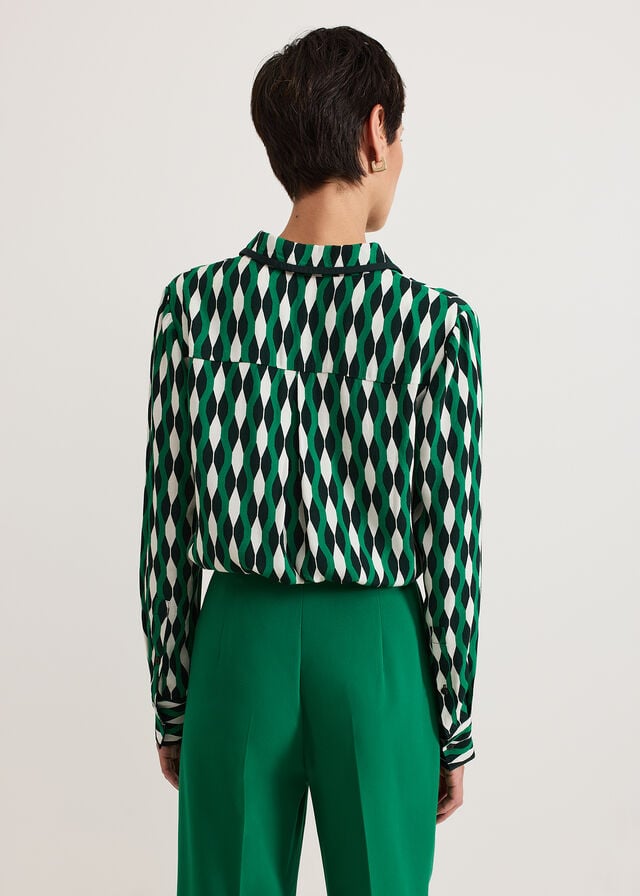 Green Phase Eight Rita Geo Print Shirts | 9370JZNWK