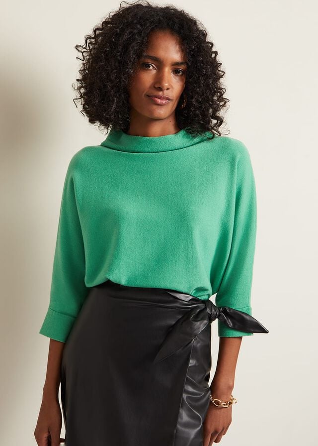 Green Phase Eight Salima Funnel Knitwear | 3980VTRYG